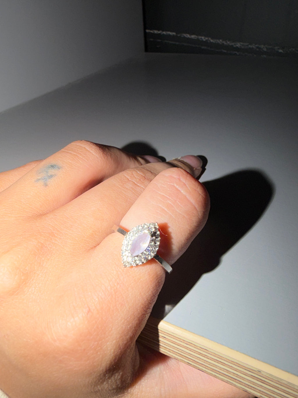 Bague Jeulia Halo en argent sterling taille marquise