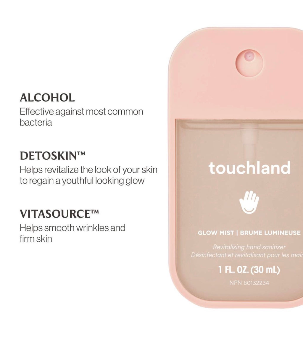 TOUCHLAND Eau de rose
Désinfectant pour les mains Glow Mist