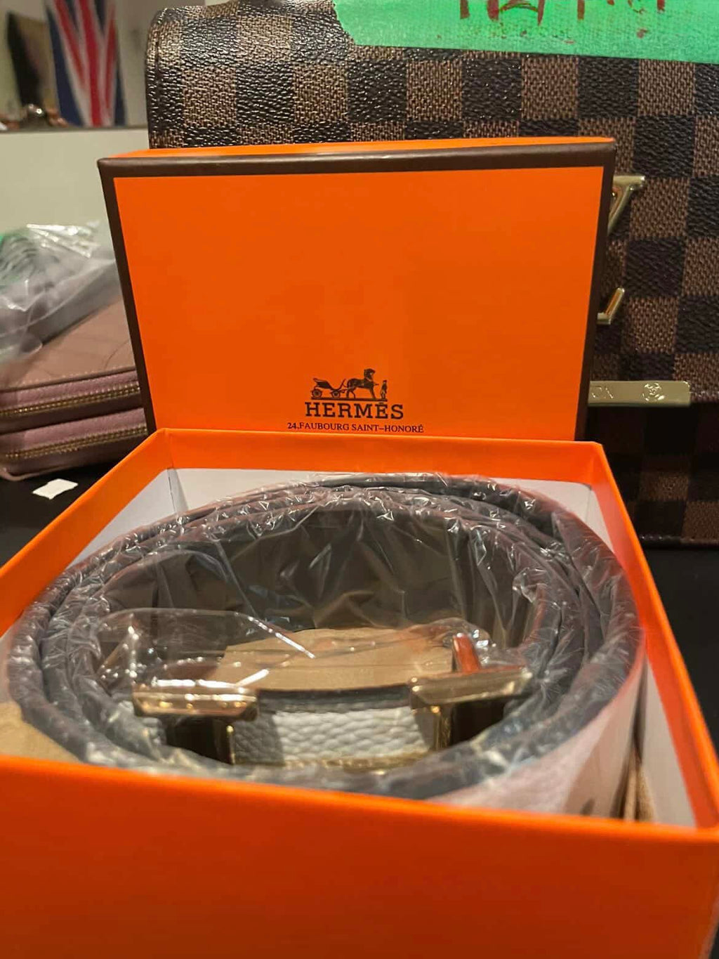 ceinture en H & Cuir, ceinture réversible 130cm